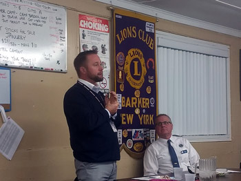 Superintendent Jeff Reimer speaks to the Barker Lions Club.