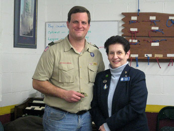 Scout Master Dan Heidemann and Lions President Fran Costello
